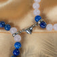 Bracelet "Couple" en Quartz Rose et Lapis Lazuli - Aimant