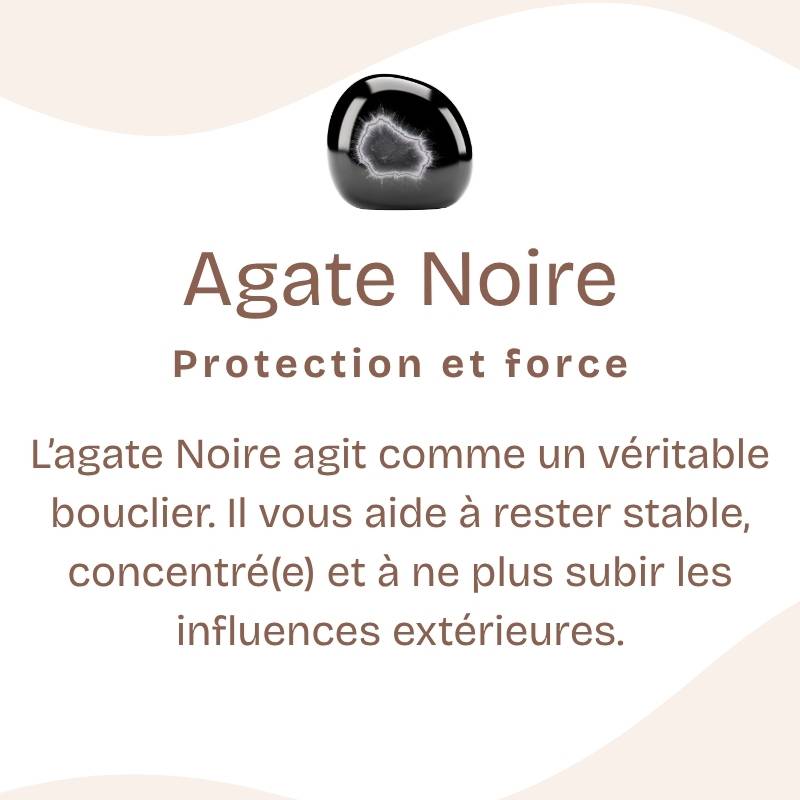 Pendentif "Force Mentale" Goutte en Agate Noire