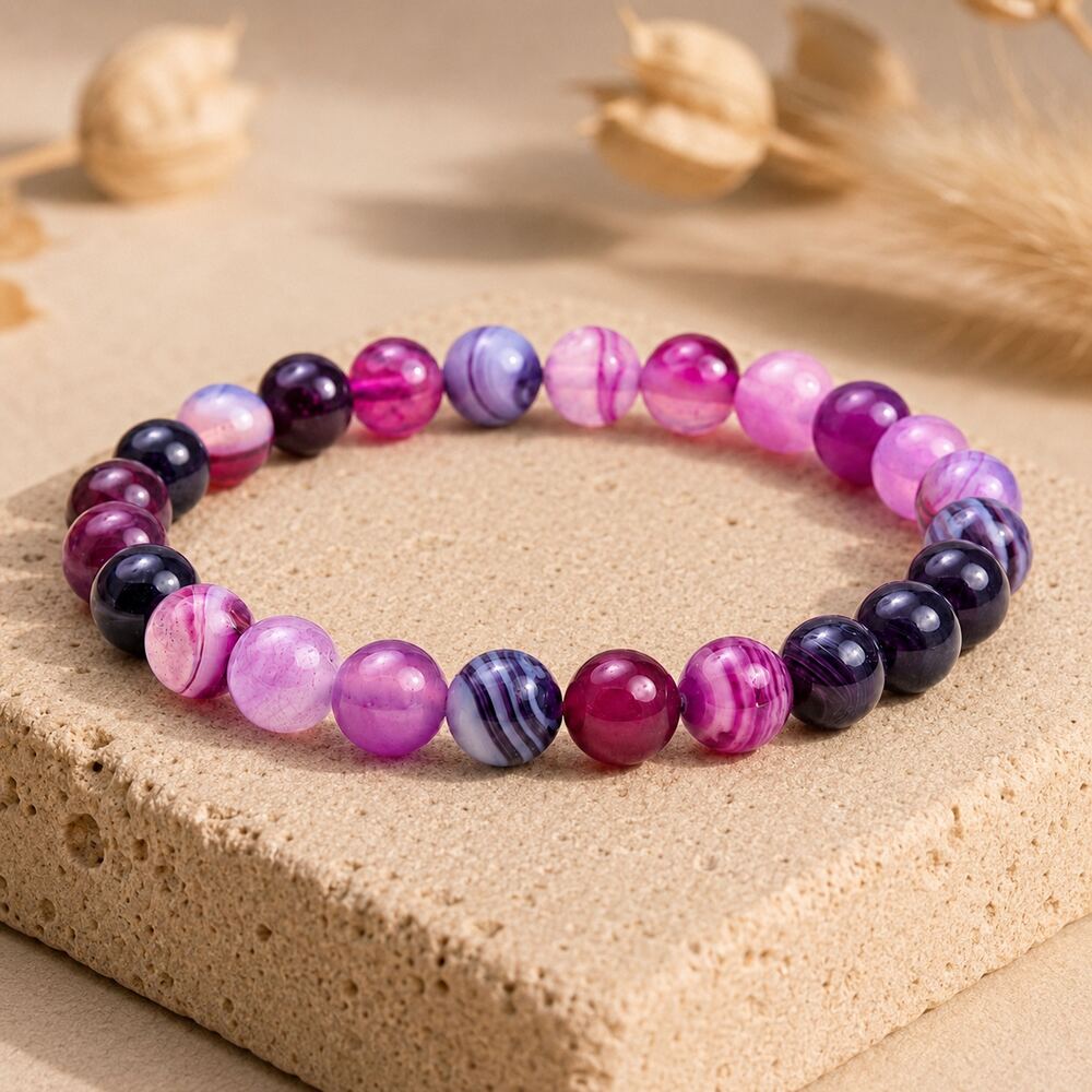 Bracelet "Spiritualité" en Améthyste & Agate Violette