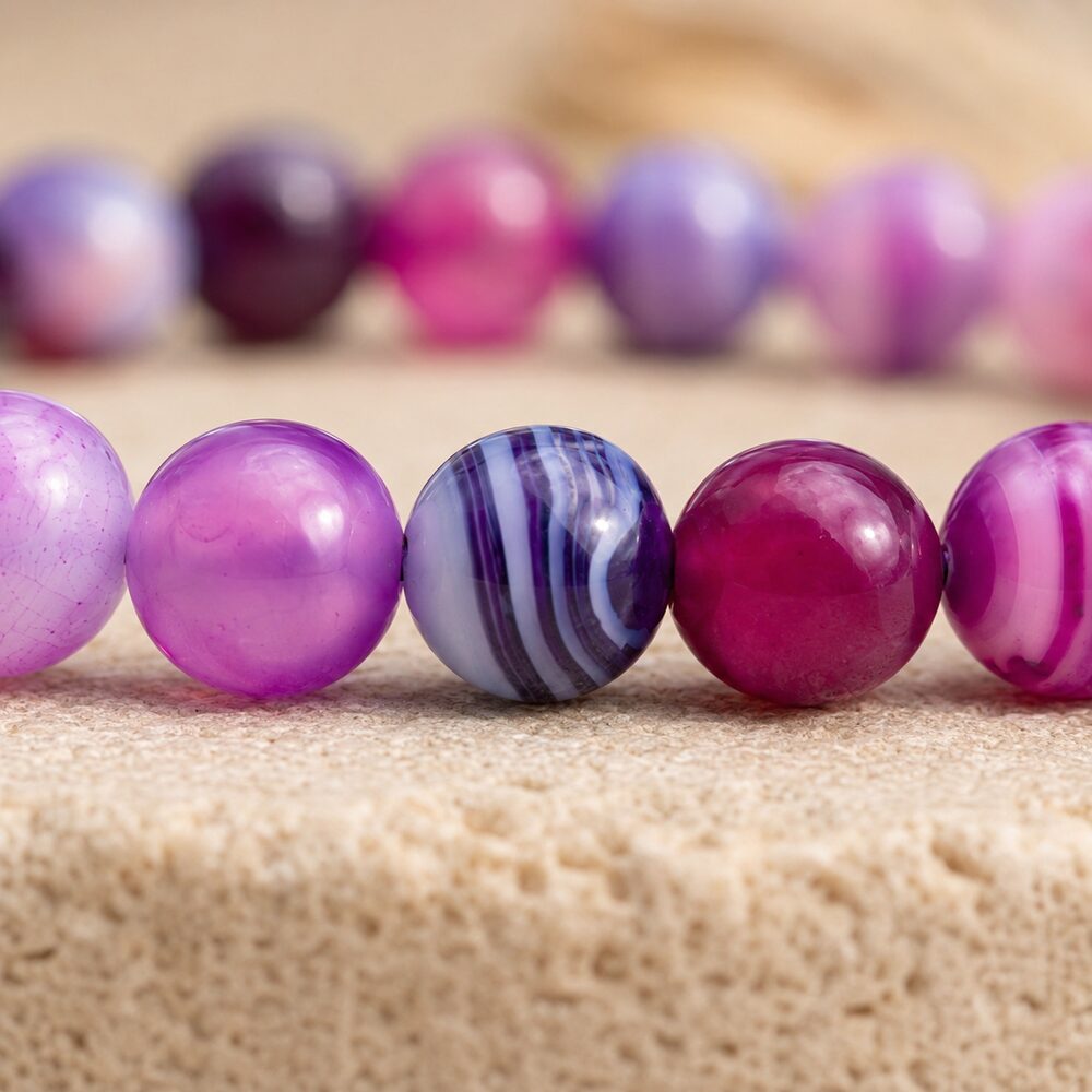 Bracelet "Spiritualité" en Améthyste & Agate Violette