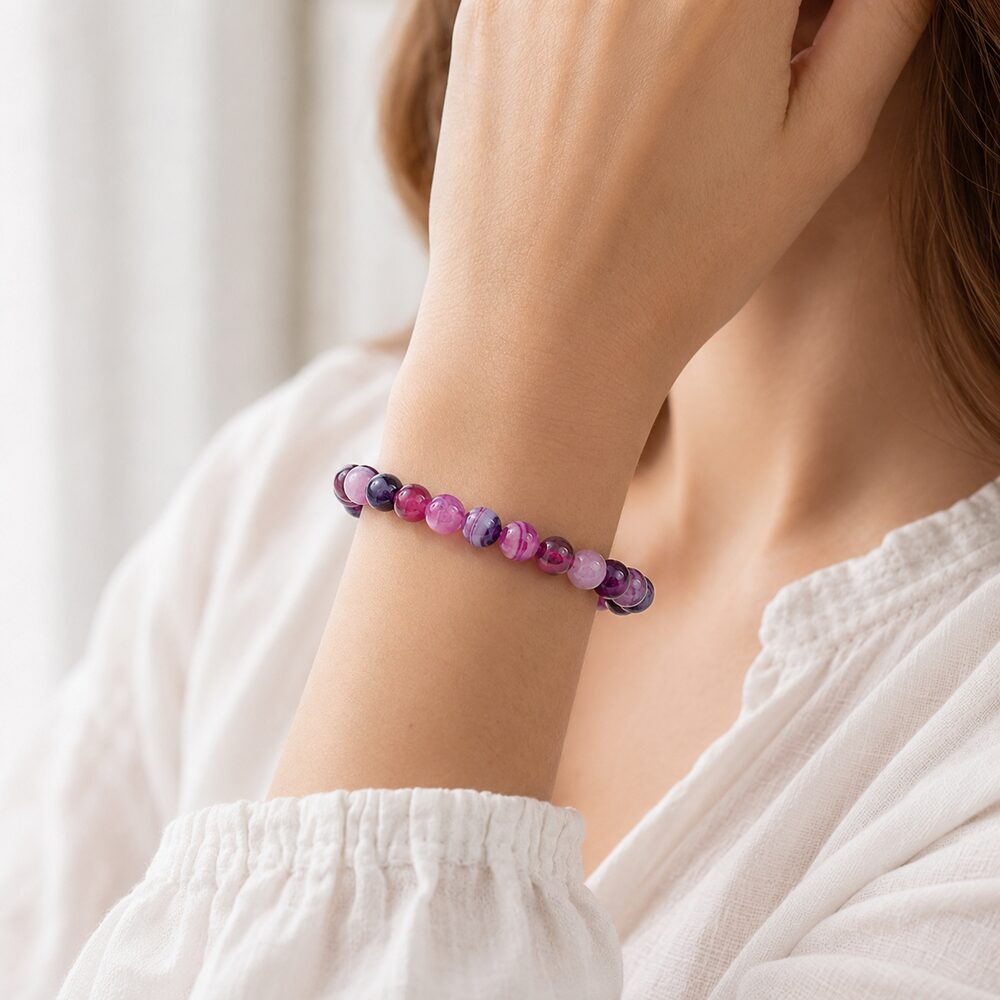 Bracelet "Spiritualité" en Améthyste & Agate Violette
