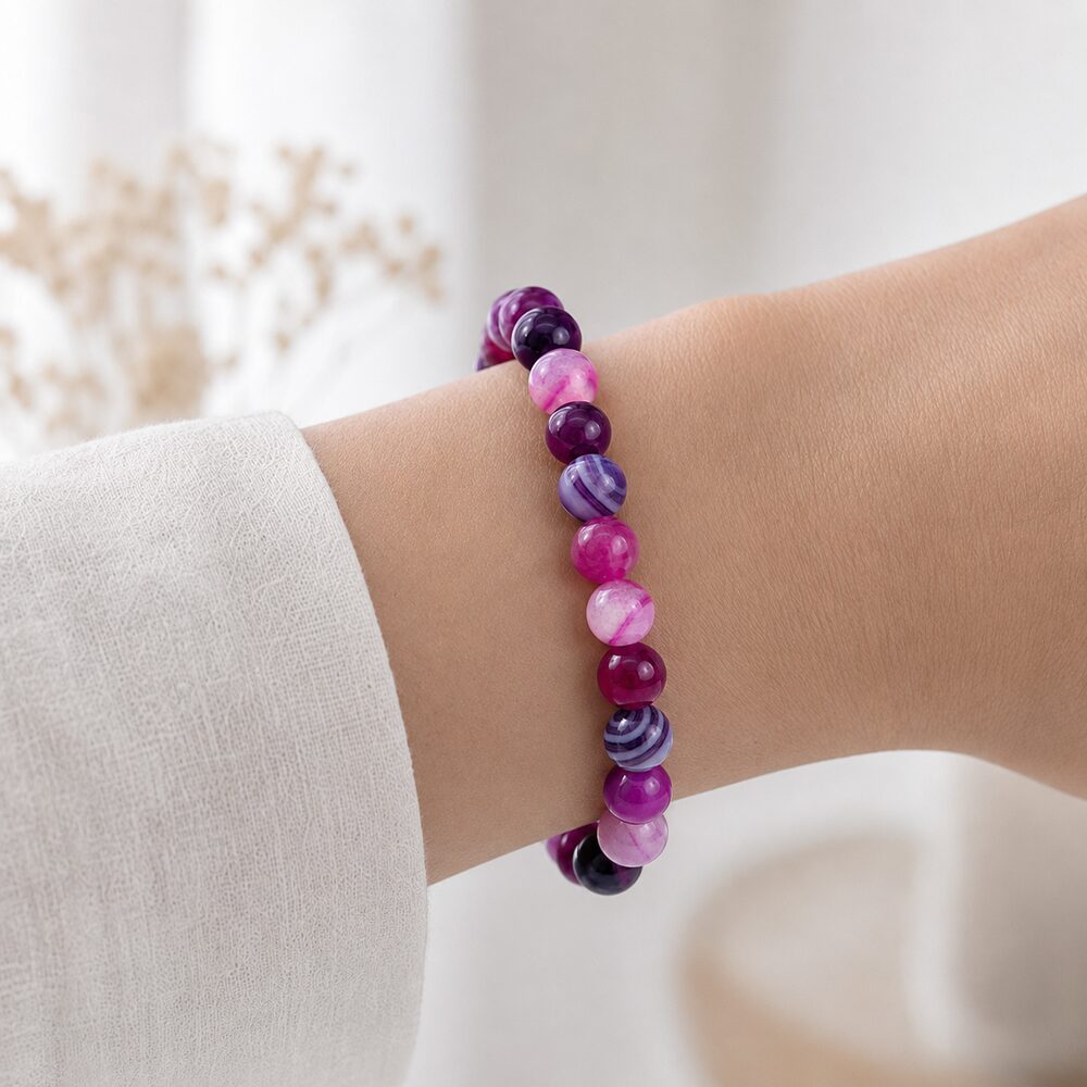 Bracelet "Spiritualité" en Améthyste & Agate Violette