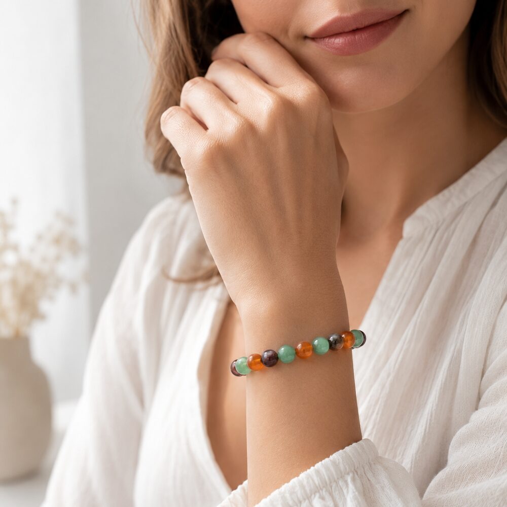 Bracelet "Énergie" Mix en Grenat, Cornaline et Aventurine Verte