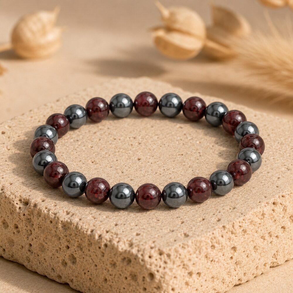 Bracelet "Énergie" Mix en Grenat & Hématite