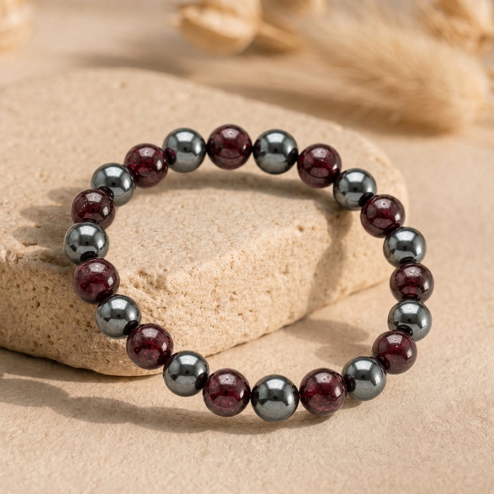 Bracelet "Énergie" Mix en Grenat & Hématite