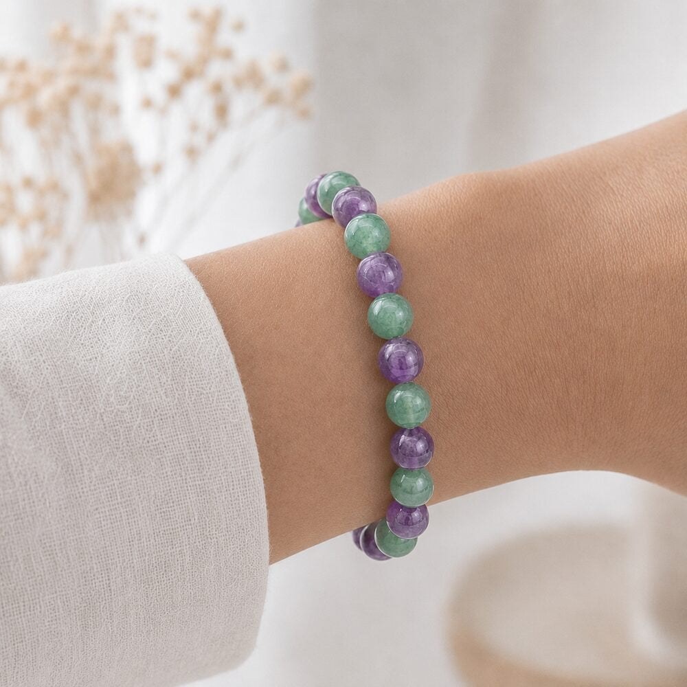 Bracelet "Bien-Être" Mix en Améthyste et Aventurine