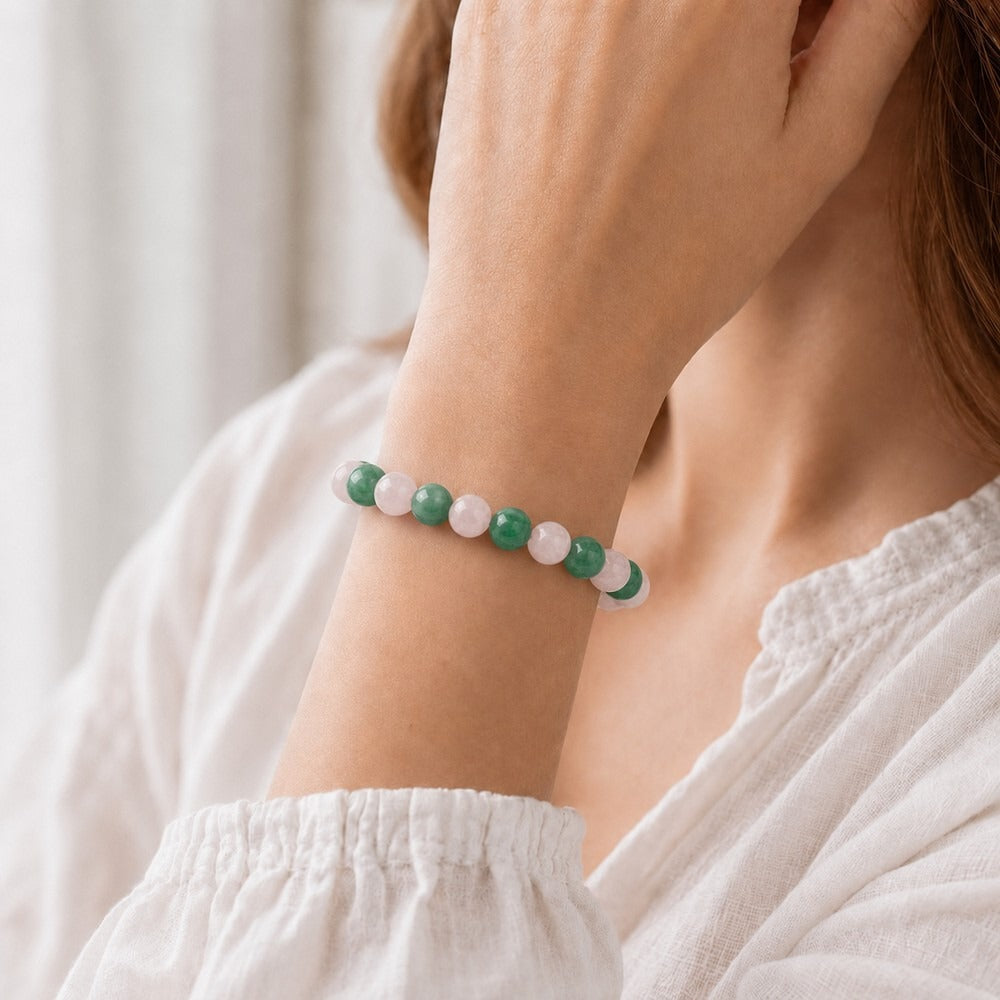 Bracelet "Bien-Être" Mix en Quartz Rose et Aventurine