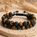 Bracelet "Protection et Confiance" en Oeil-de-Tigre & Pierre de Lave - Homme