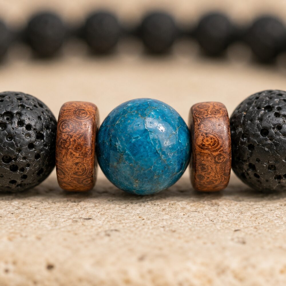 Bracelet "Motivation & Réussite" en Apatite & Pierre de Lave