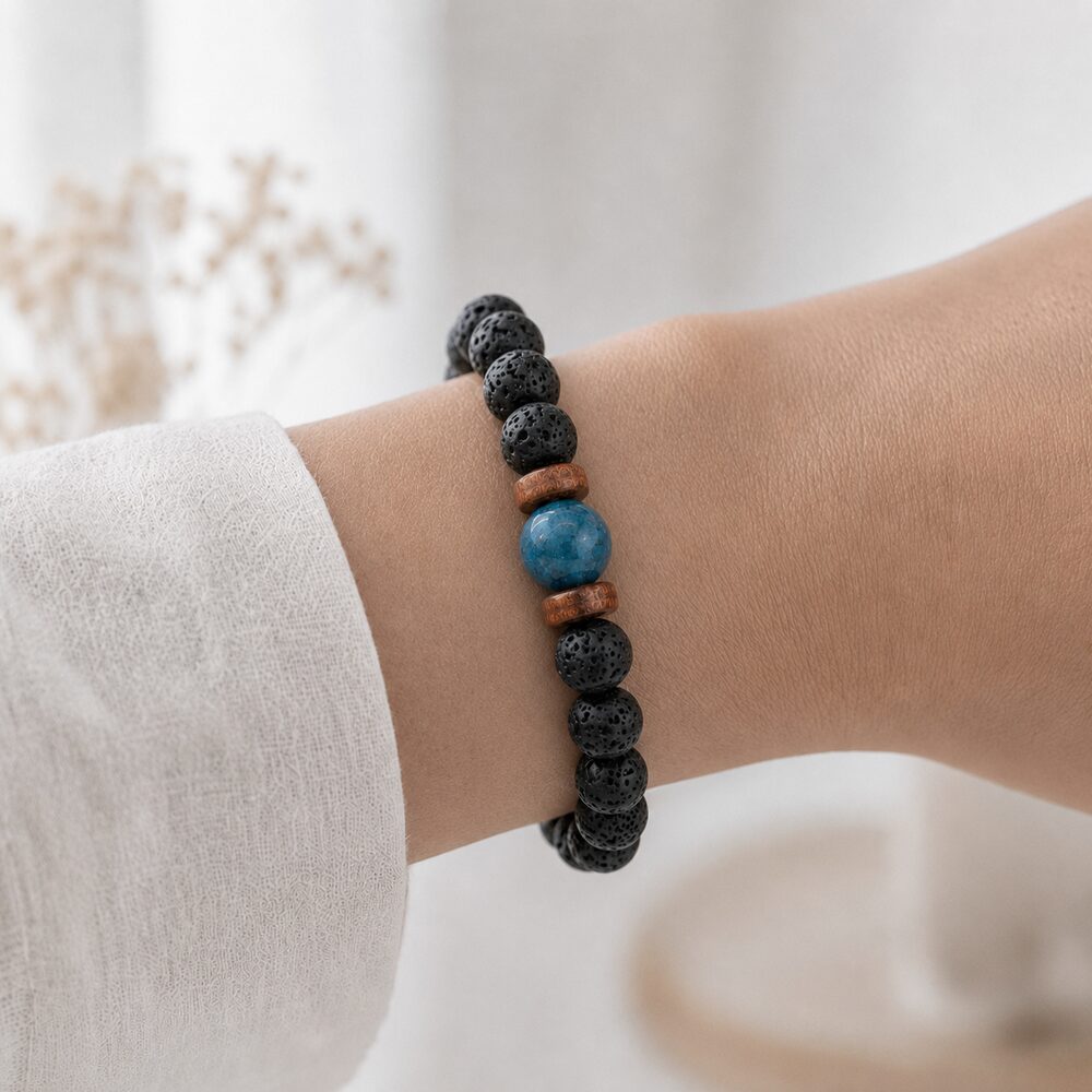 Bracelet "Motivation & Réussite" en Apatite & Pierre de Lave