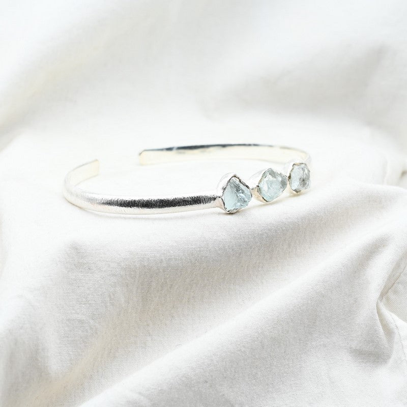 [PIÈCE EXTREMEMENT RARE] Bracelet en Aigue Marine AAA Argent REF:AI1
