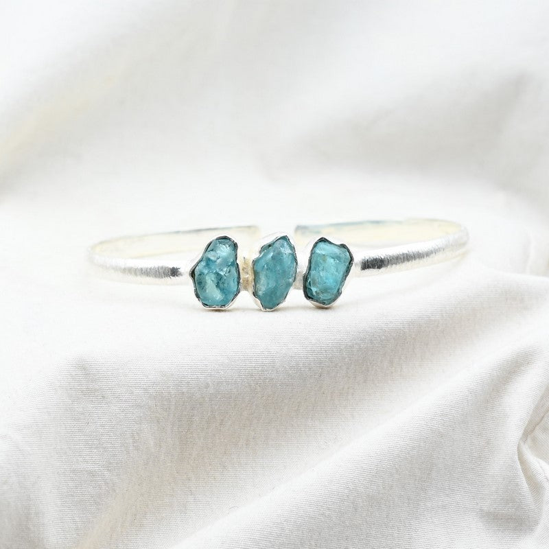 [MODÈLE UNIQUE] Bracelet "Motivation" en Apatite Bleue & Argent 925 - Pièce de Bijouterie - REF7