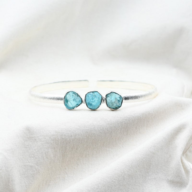[MODÈLE UNIQUE] Bracelet "Motivation" en Apatite Bleue & Argent 925 - Pièce de Bijouterie - REF8