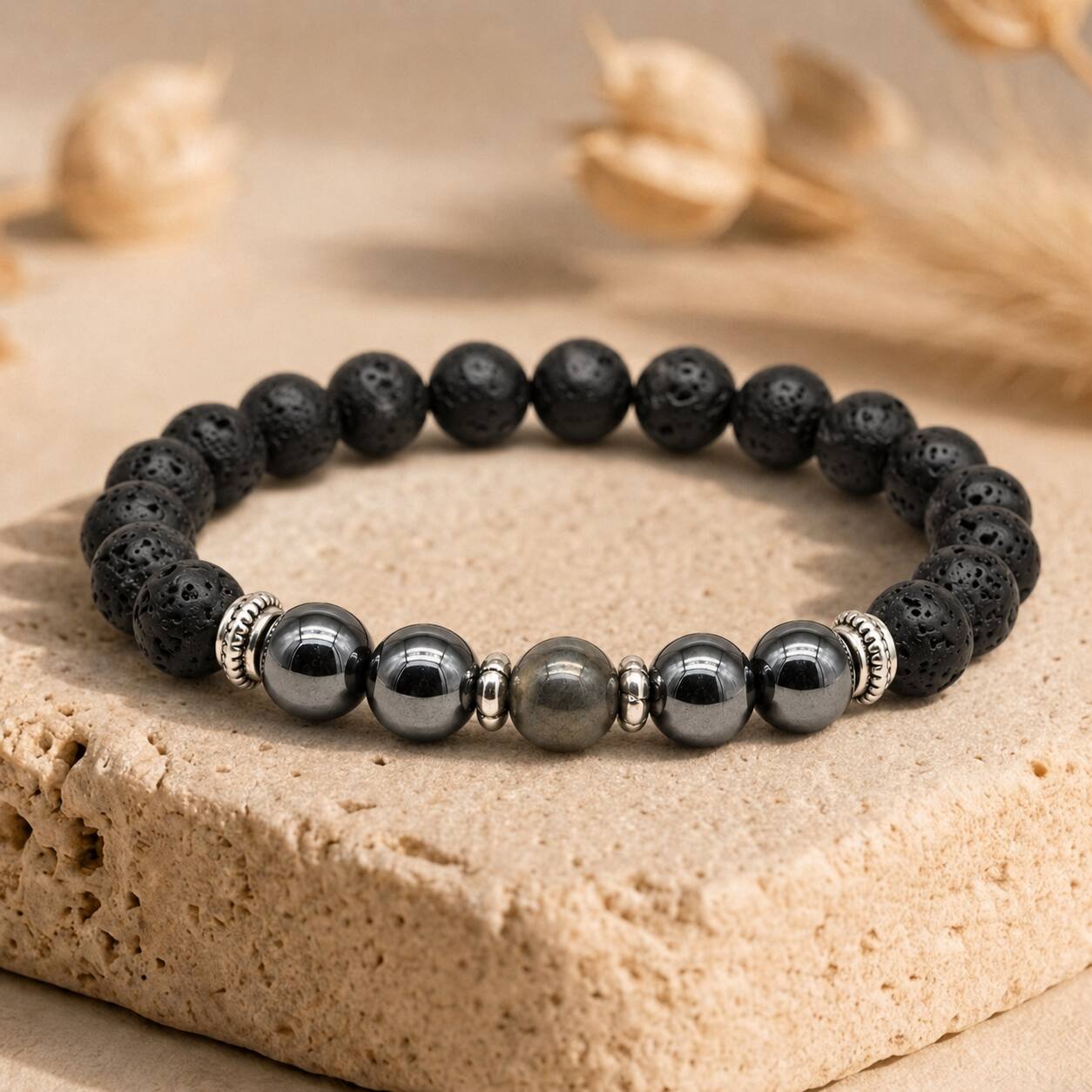 Bracelet "Réussite et Argent" en Hematite & Pyrite