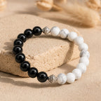 Bracelet "Anti-Tabac" en Agate Noire & Howlite Dépolie