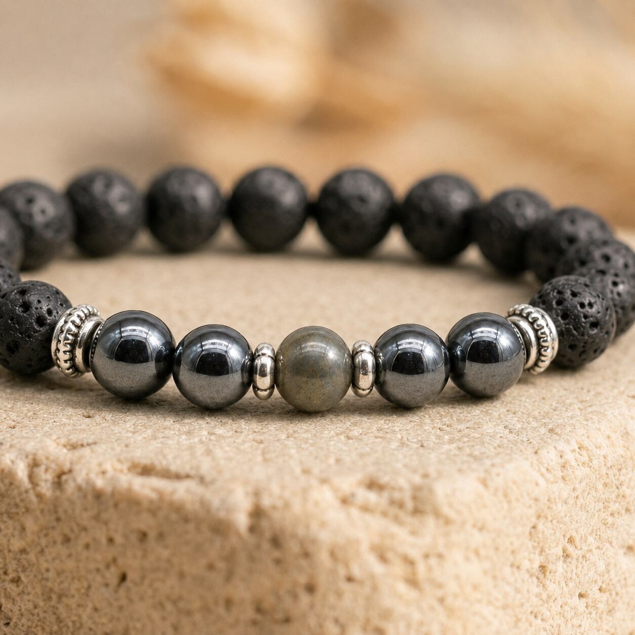 Bracelet "Réussite et Argent" en Hematite & Pyrite