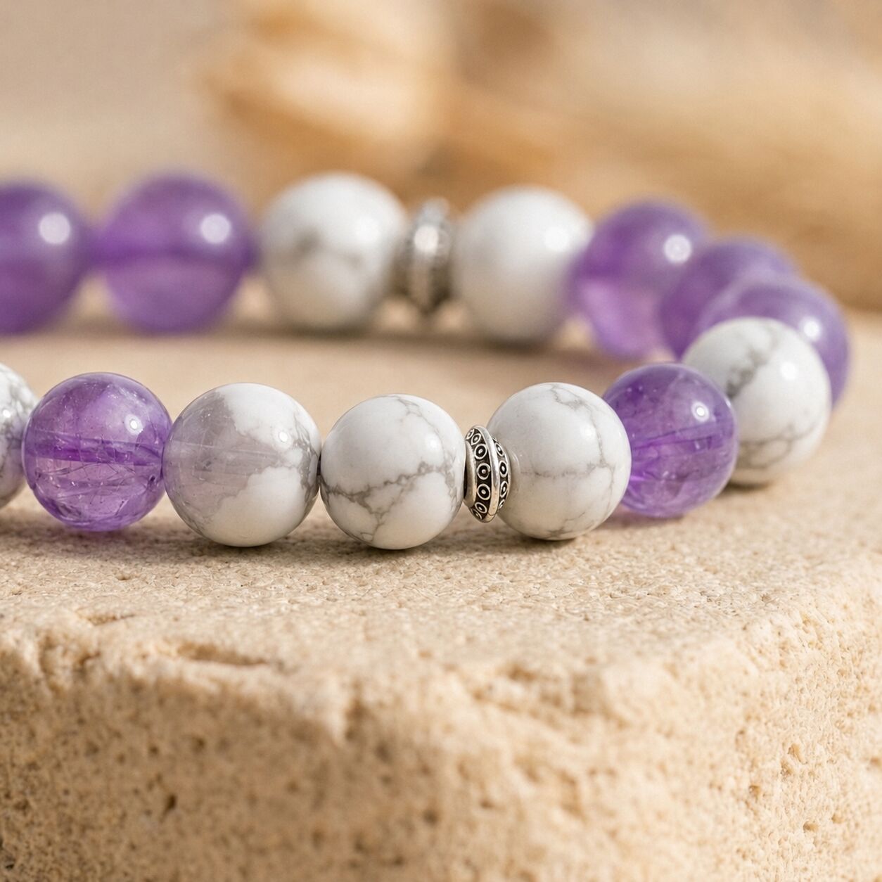 Bracelet "Anti-Stress" en Améthyste & Howlite