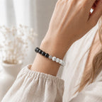 Bracelet "Anti-Tabac" en Agate Noire & Howlite Dépolie