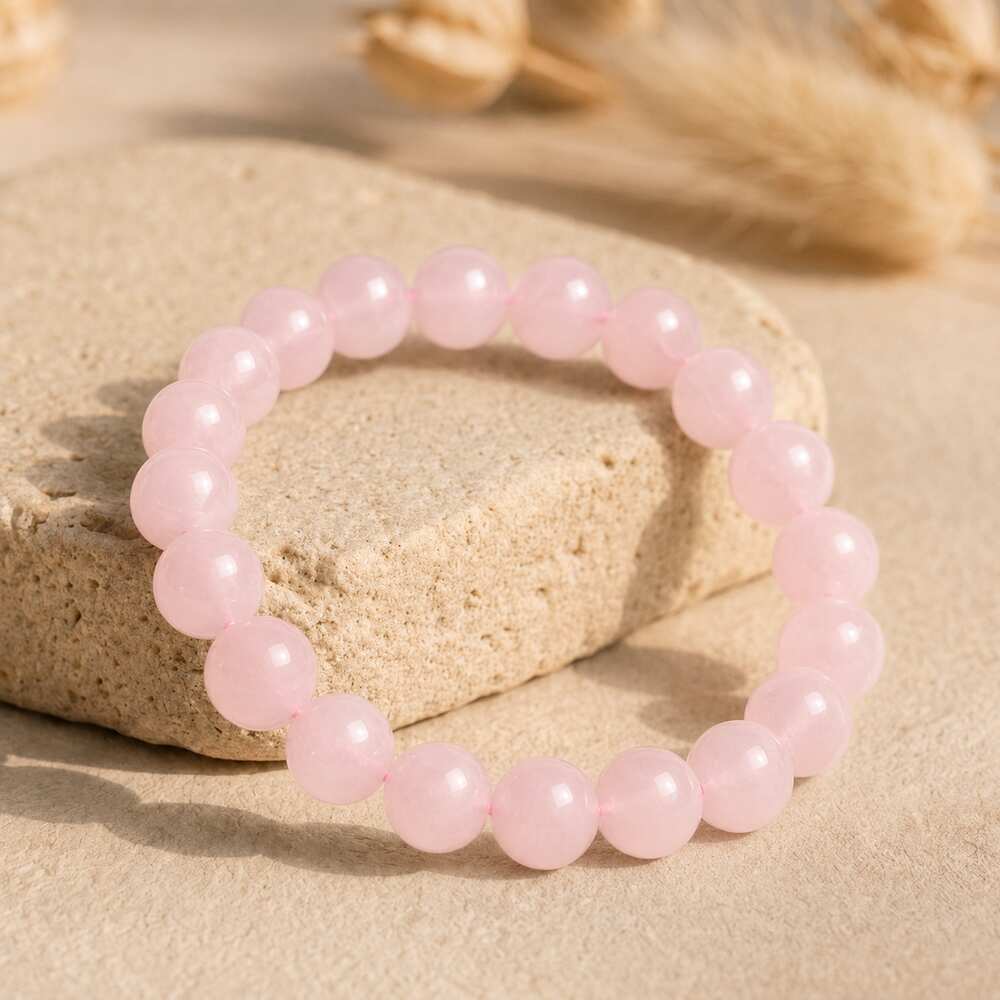 Bracelet "Amour" en Quartz Rose