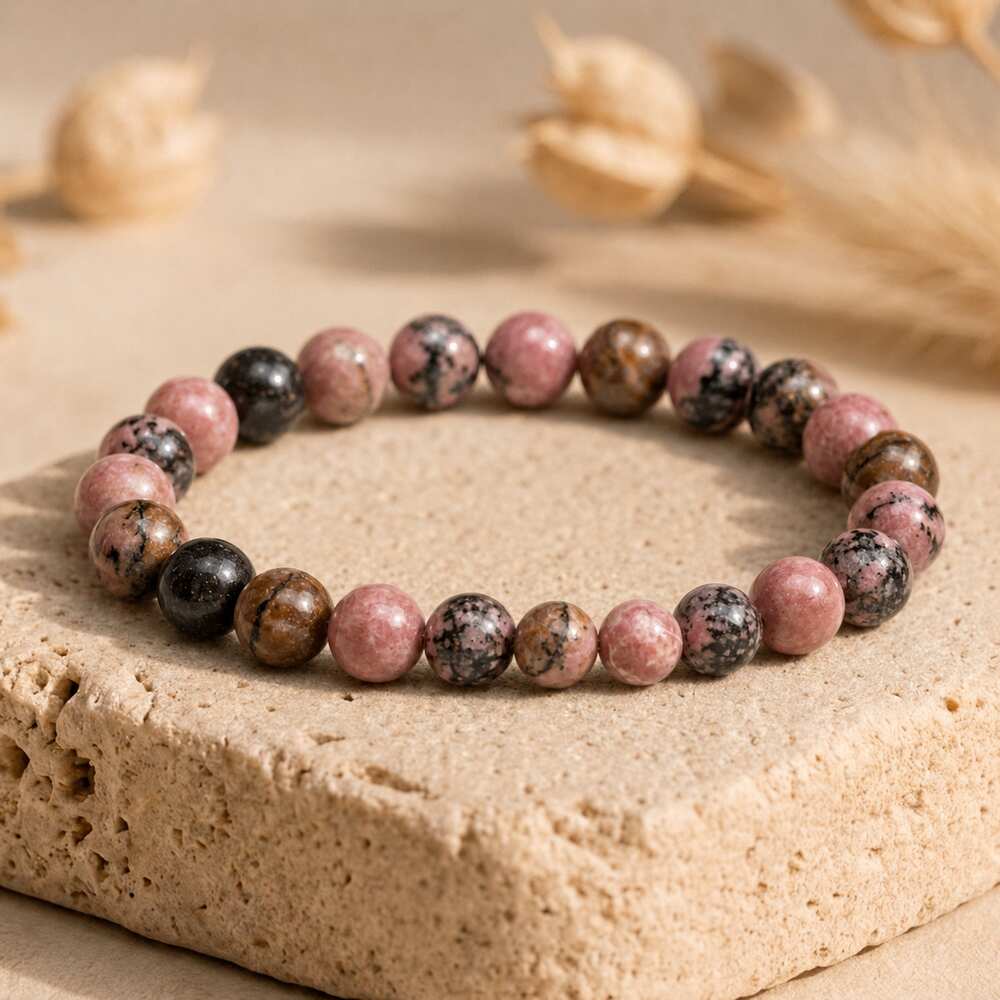 Bracelet "Soin" en Rhodonite De Madagascar