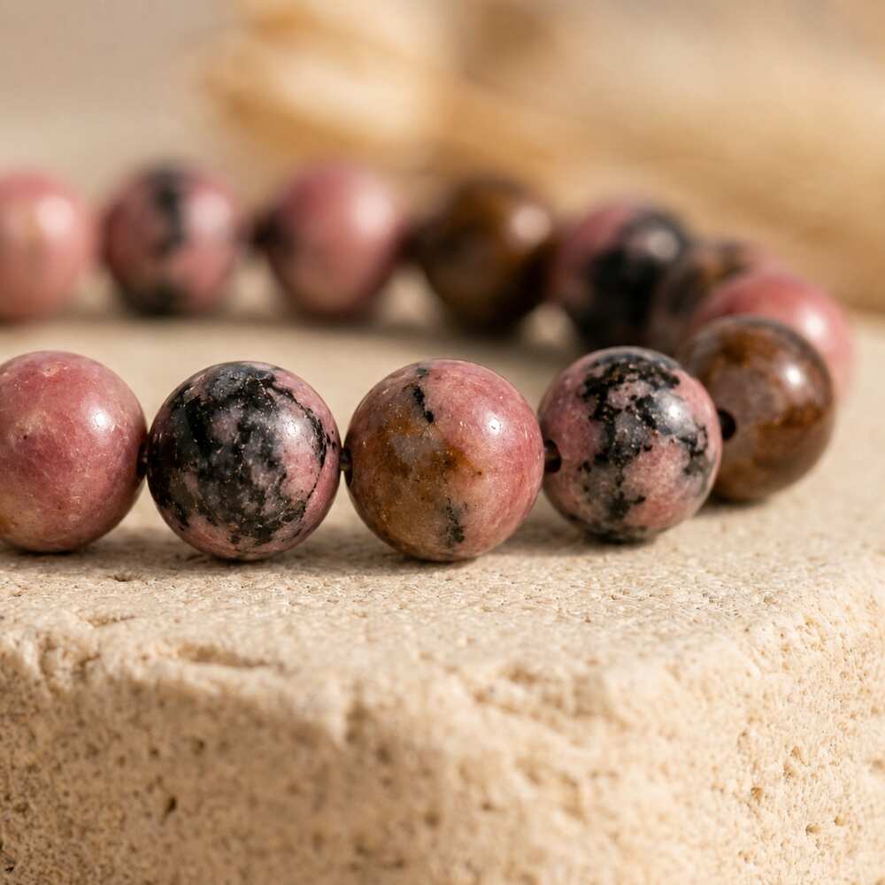 Bracelet "Soin" en Rhodonite De Madagascar