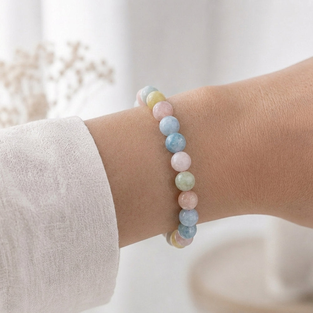 Bracelet "Attirance" en Morganite & Aigue-Marine