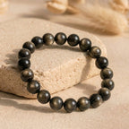 Bracelet "Bouclier" en Obsidienne Dorée