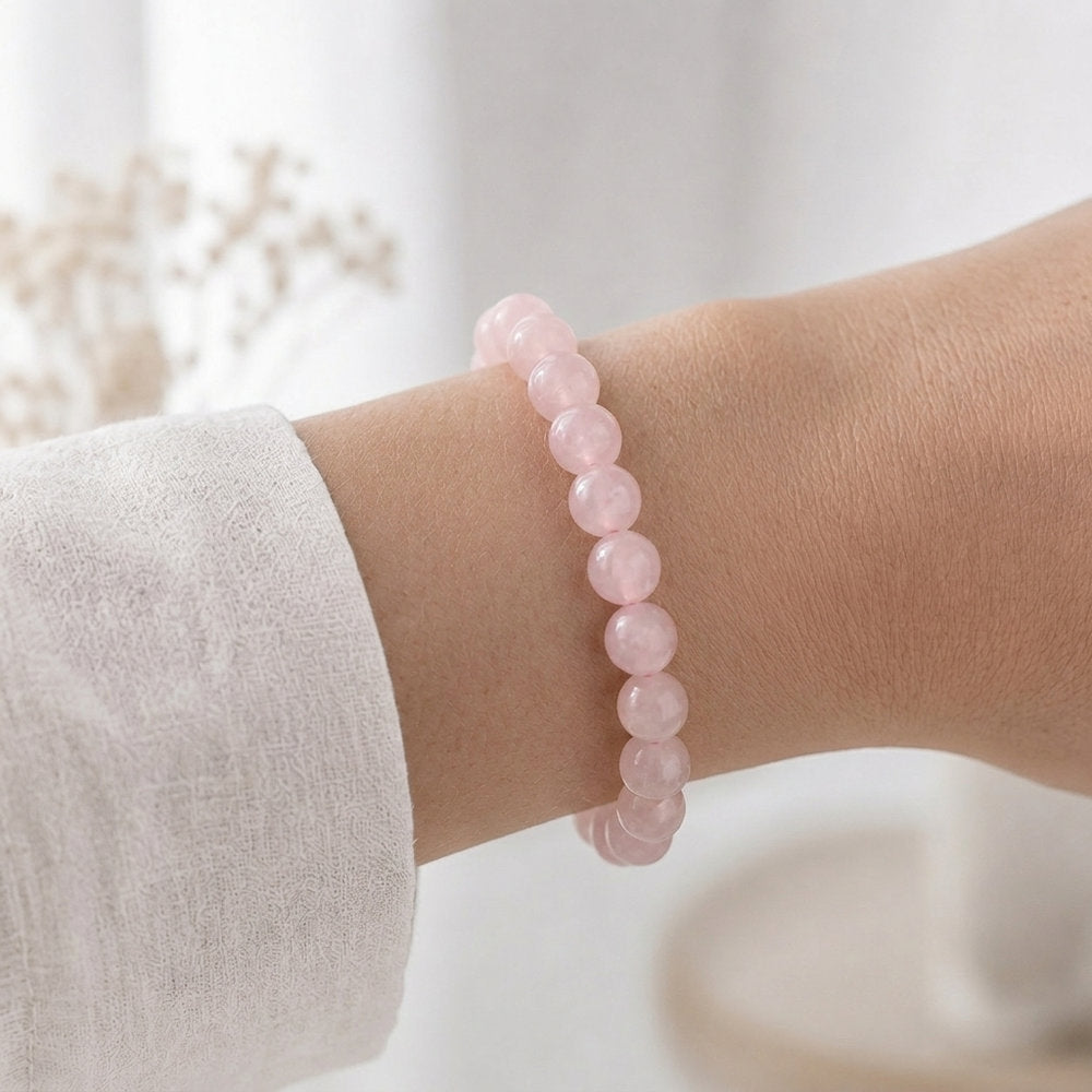 Bracelet "Amour" en Quartz Rose