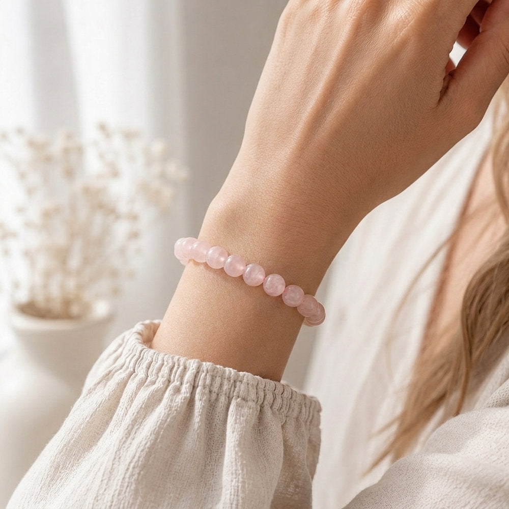 Bracelet "Amour" en Quartz Rose