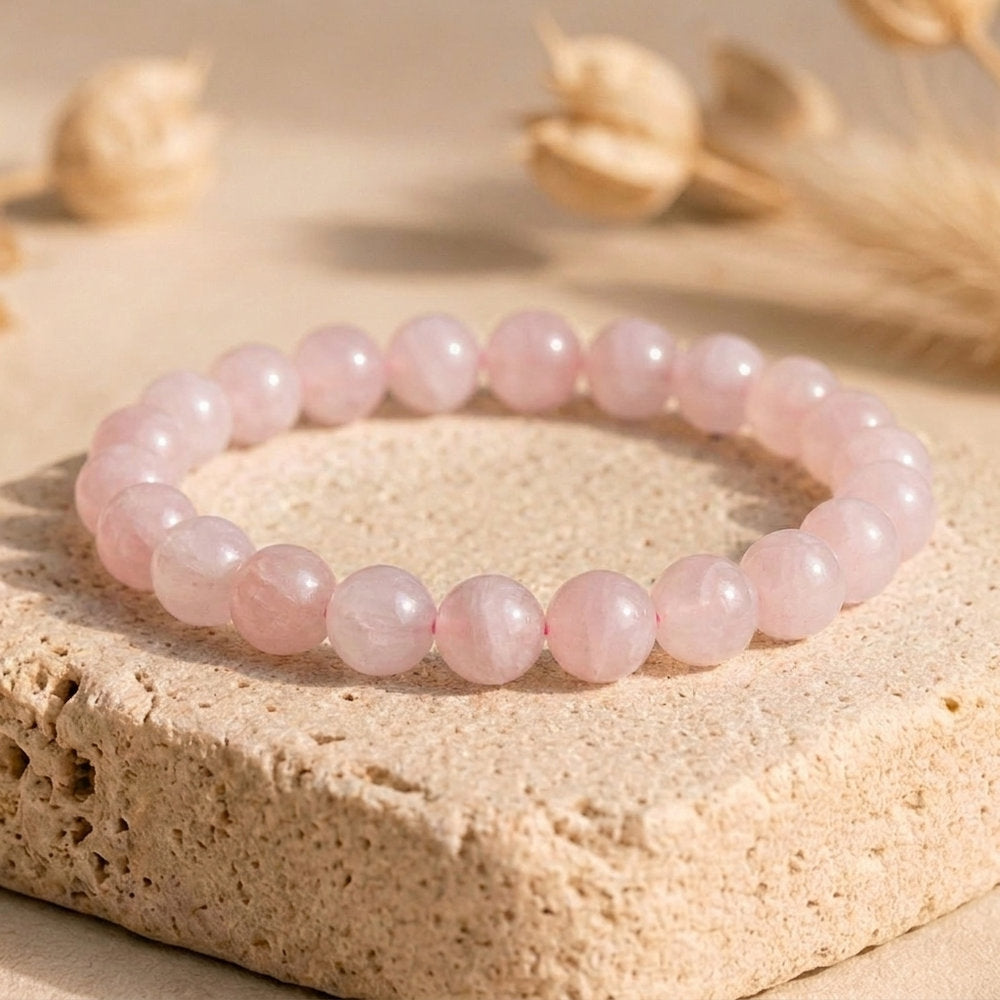 Bracelet "Amour" en Quartz Rose