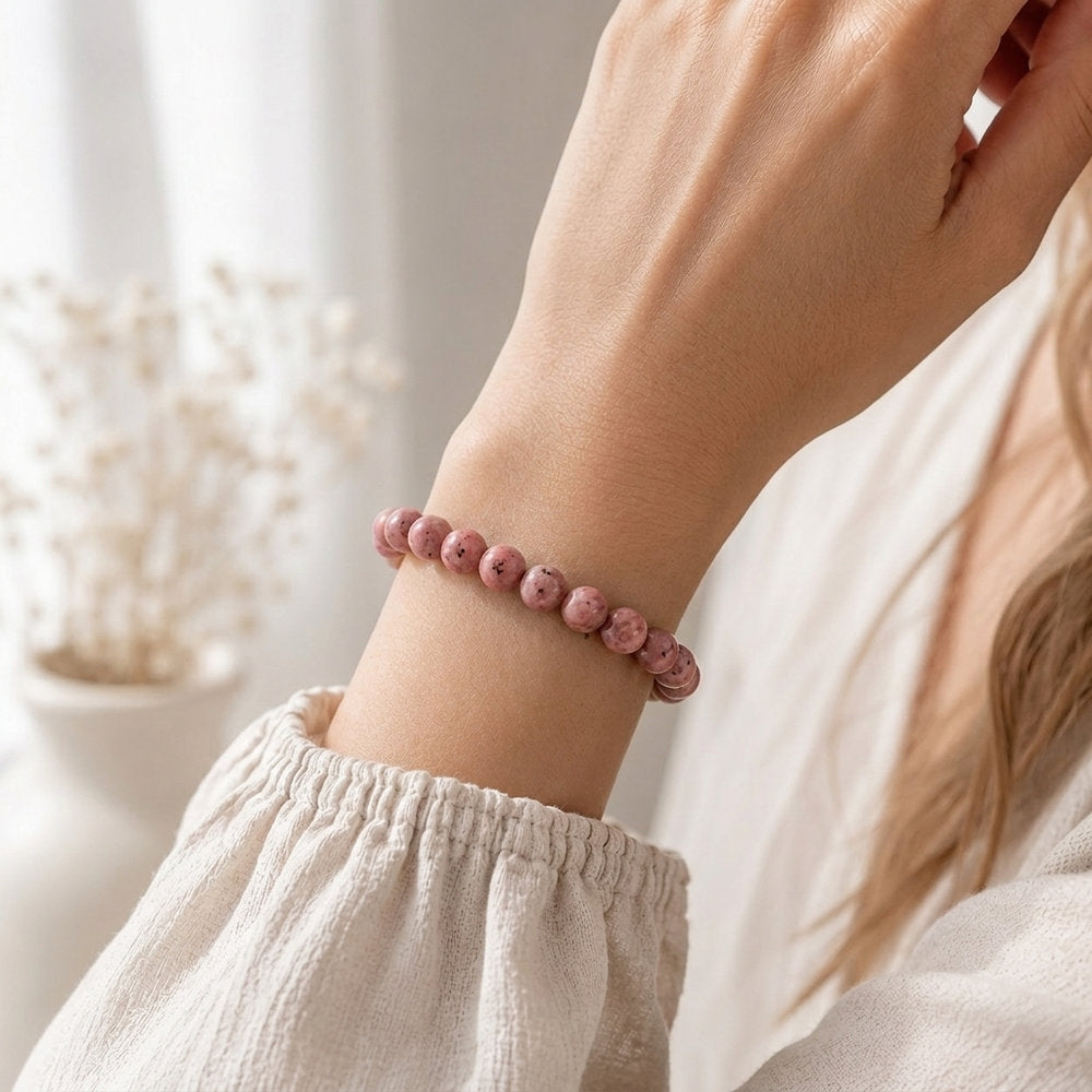 Bracelet "Soin" en Rhodonite D'Australie