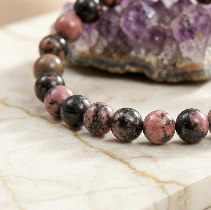 Bracelet "Soin" en Rhodonite De Madagascar