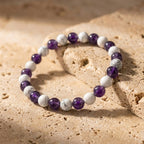 Bracelet "Anti-douleurs" en Howlite et Améthyste