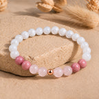 Bracelet "Retour à Soi" Mix en Quartz Rose, Pierre de Lune & Rhodonite