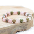 Bracelet "Fertilité" Mix en Quartz Rose & Unakite