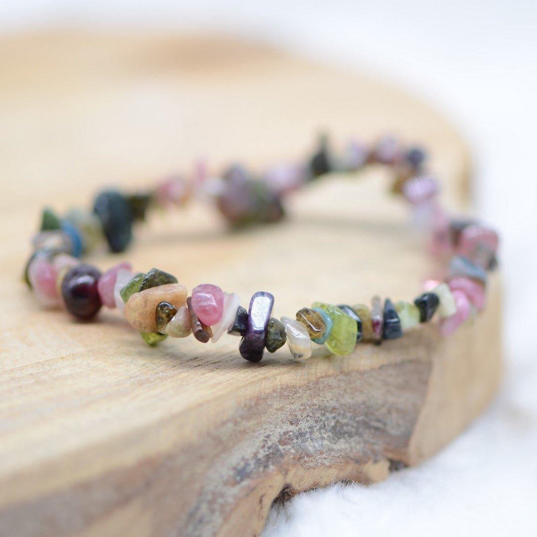 Bracelet "Renfort" en Tourmaline Multicolore Chip - lespierresdubienetre