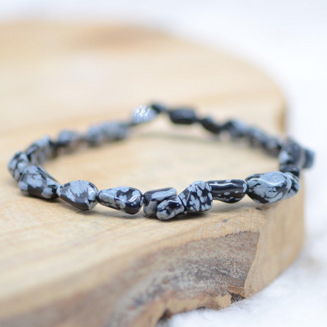 Bracelet roulé "Spontanéité" en Obsidienne Neige - lespierresdubienetre