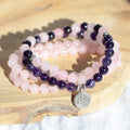 Mala "Amour et Sagesse" en Quartz Rose & Améthyste