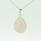 Pendentif "Amour" en Quartz Rose Goutte - lespierresdubienetre